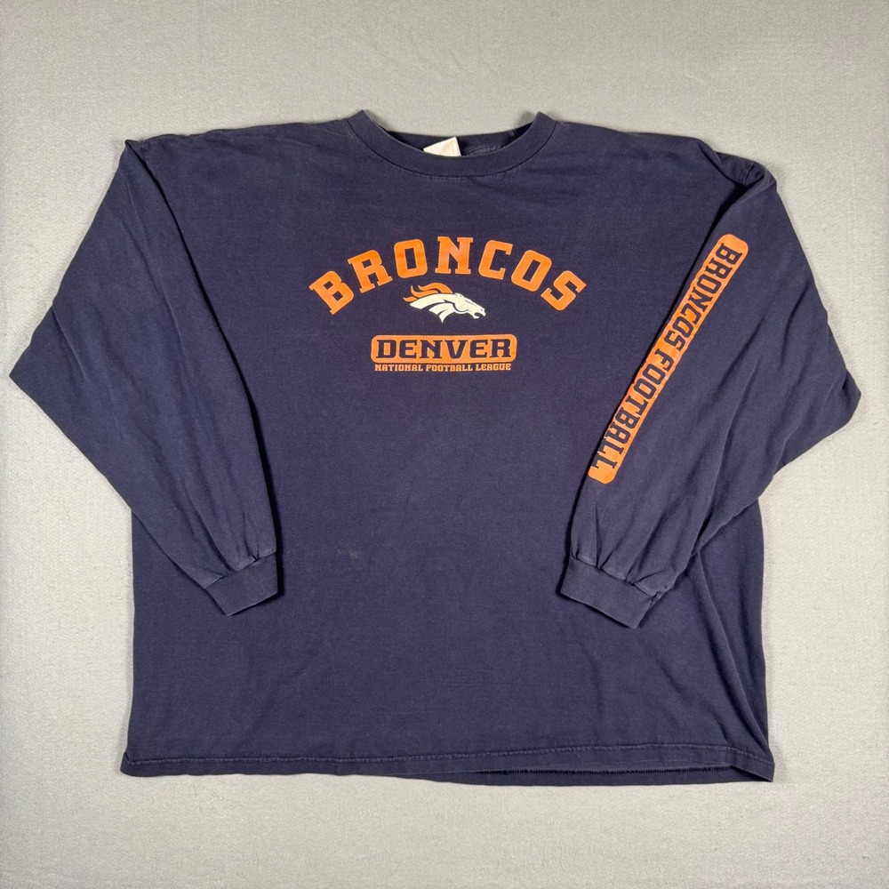NFL Denver Broncos Long Sleeve Shirt Mens 3XL Blue Graphic Tee Football Casual